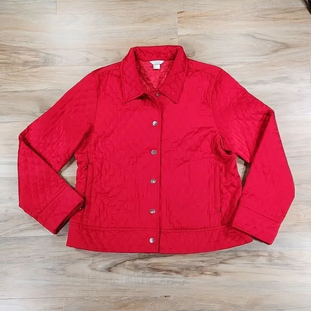 🔺️Christopher & Banks Red Quilted Jacket Large
